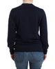 Dark blue V-neck wool sweater