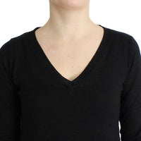 Black V-neck lightweight sweater