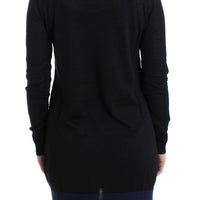 Black V-neck lightweight sweater