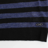 Black striped V-neck sweater