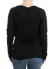 Black striped V-neck sweater