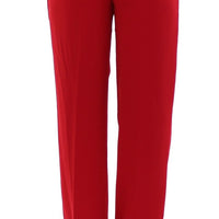 Red wool straight dress pants