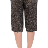 Black white linen shorts pants