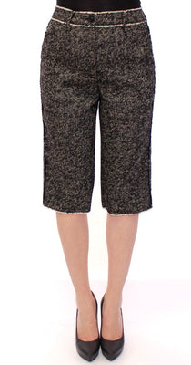 Black white linen shorts pants