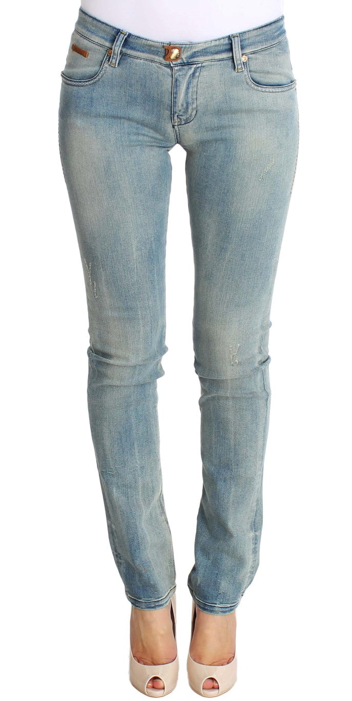 Blue Wash Cotton Stretch Skinny Slim Tight Fit Jeans