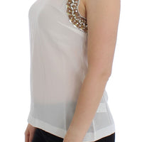 White crystal embellished tank top