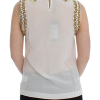 White crystal embellished tank top