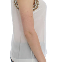 White crystal embellished tank top