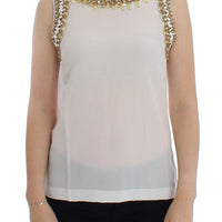 White crystal embellished tank top