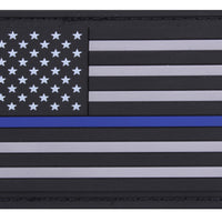 PVC Thin Blue Line Flag Patch - Hook Back