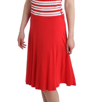 Red striped jersey A-line dress