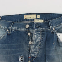 Blue Wash Torn Denim Cotton Regular Fit Jeans