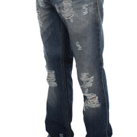 Blue Wash Torn Cotton Stretch Regular Fit Jeans