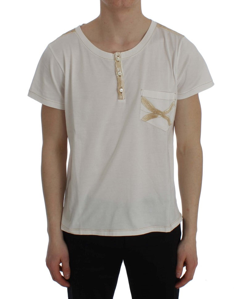 White Cotton Henley Beachwear T-shirt