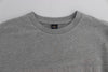 Gray Cotton Stretch Crewneck Pullover Sweater