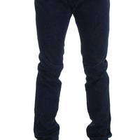 Dark Blue Cotton Slim Skinny Fit Jeans