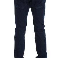 Dark Blue Cotton Slim Skinny Fit Jeans