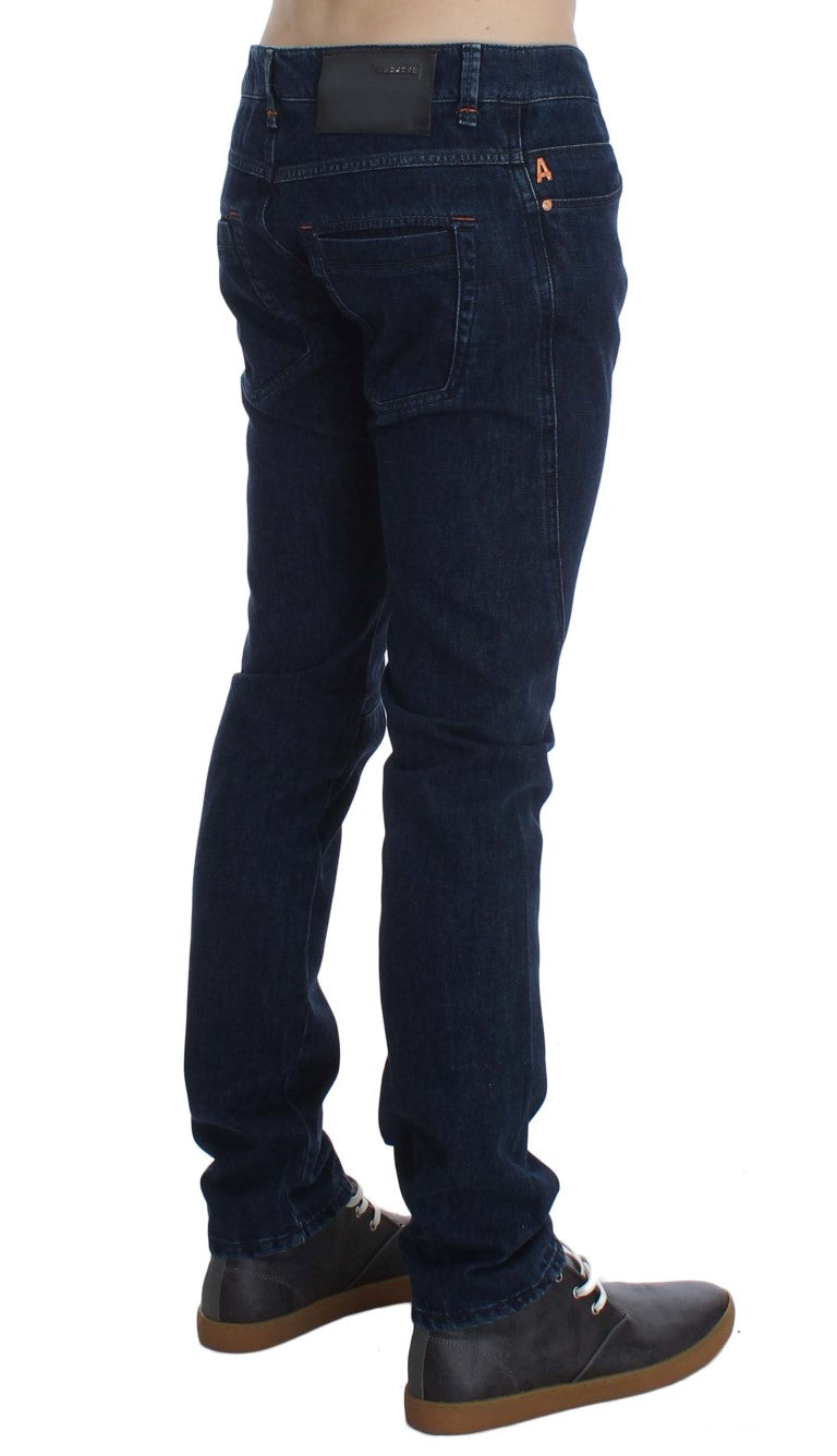 Dark Blue Cotton Slim Skinny Fit Jeans