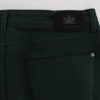 Green Cotton Denim Stretch Straight Fit Jeans