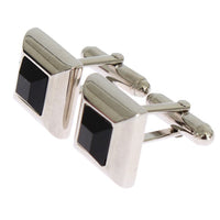 Silver Brass Black Stone Cufflinks