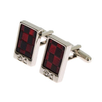 Silver Brass Black Red Stone Cufflinks