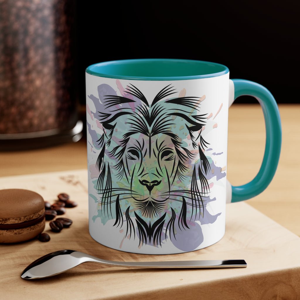 Lion Face in Pastels 11oz Accent Mug