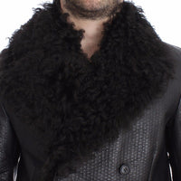 Black Lambskin Leather Jacket Trenchcoat