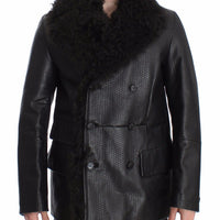 Black Lambskin Leather Jacket Trenchcoat