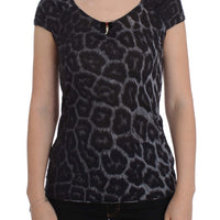 Gray Leopard Modal T-Shirt Blouse Top