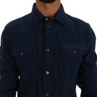 Blue Cotton Long Sleeve Slim Fit Manchester Shirt