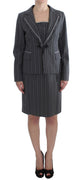 Gray Stretch Suit Sheath Dress & Blazer Set