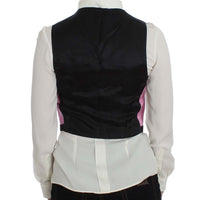 Pink Silk Button Front Torero Vest Top