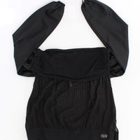 Black Neck Wrap Top Blouse