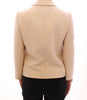 Beige Wool Pearl Button Jacket Blazer Coat