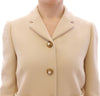 Beige Wool Pearl Button Jacket Blazer Coat