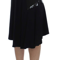 Black Blue Cotton Stretch Straight Skirt