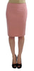 Pink Wool Stretch Straight Pencil Skirt