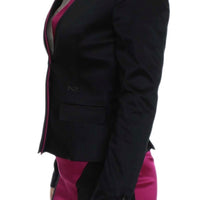 Black Pink Stretch Blazer Jacket