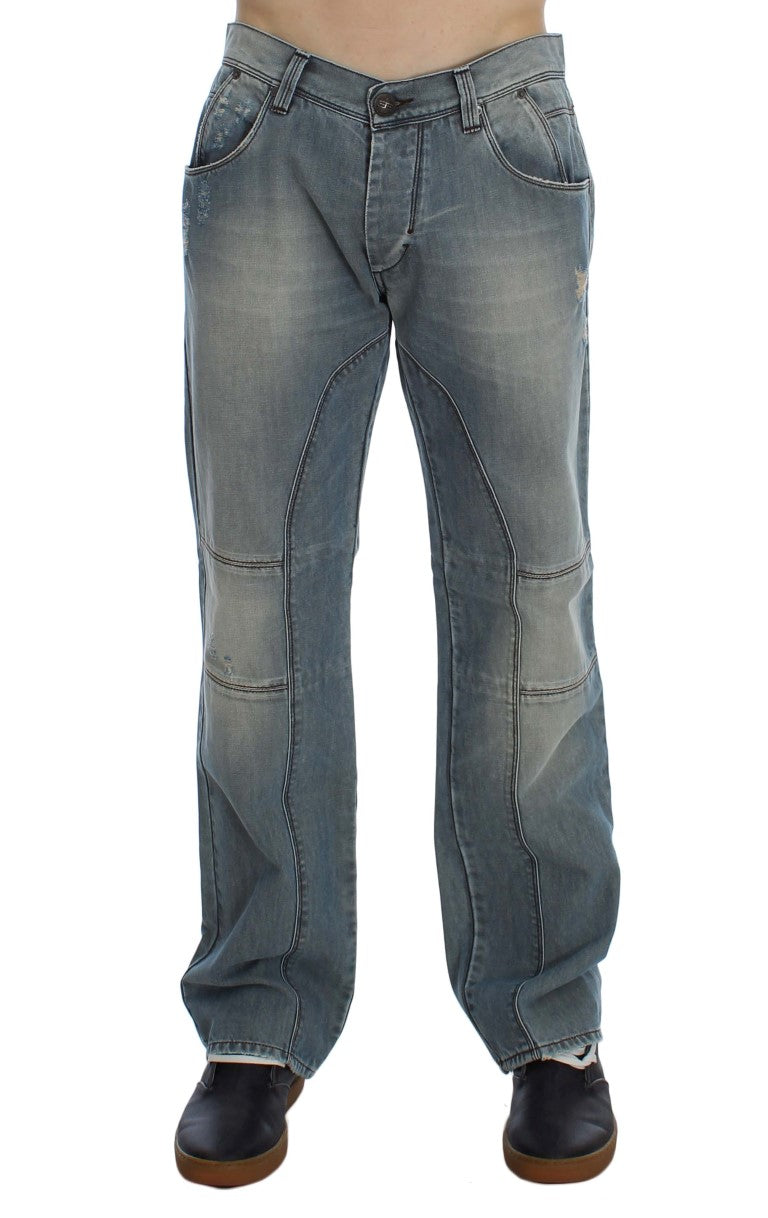 Blue Wash Cotton Denim Baggy Fit Jeans