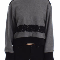 Gray Black Lace Wool Cashmere Sweater