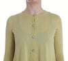 Yellow Silk Crystal Cardigan Sweater Crew Neck