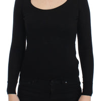 Black Wool Crewneck Sweater Pullover Top