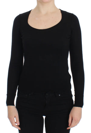 Black Wool Crewneck Sweater Pullover Top