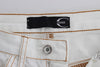 White Cotton Blend Slim Fit Jeans