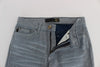 Blue Cotton Slim Fit Denim Capri Cropped Jeans