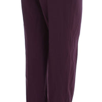 Purple Polyester Blend Straight Dress Pants