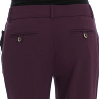 Purple Polyester Blend Straight Dress Pants