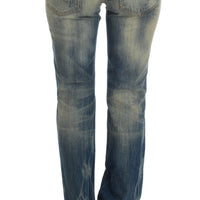 Blue Wash Cotton Slim Fit Bootcut Jeans