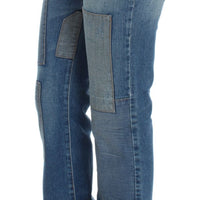 Blue Wash Cotton Slim Fit Bootcut Jeans