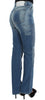 Blue Wash Cotton Slim Fit Bootcut Jeans